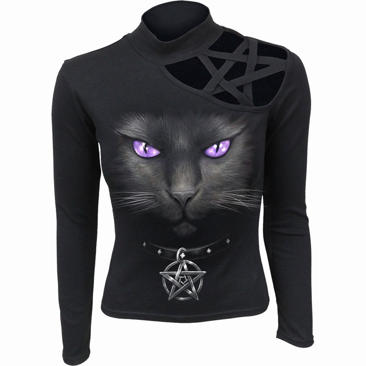 Langærmet T-shirt Spiral Black Cat