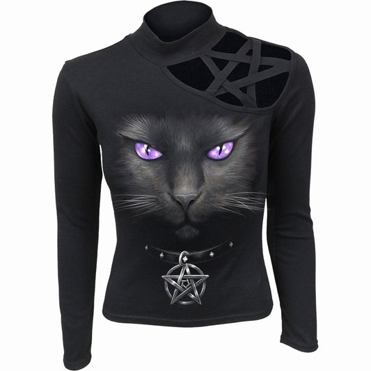 Langærmet T-shirt Spiral Black Cat