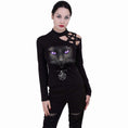 Indlæs billede i Gallery viewer, Langærmet T-shirt Spiral Black Cat