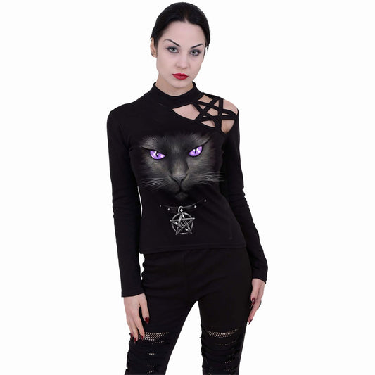 Langærmet T-shirt Spiral Black Cat