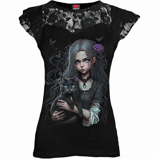 Tops - Short Sleeve Spiral Goth Familiar