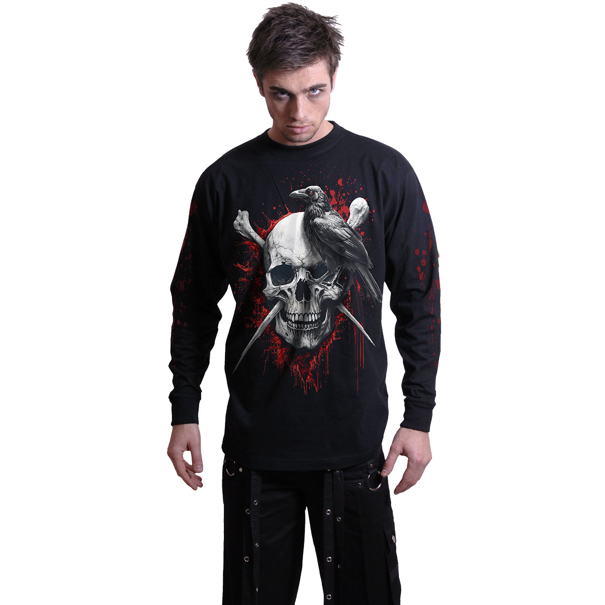 Langærmet T-shirt Spiral Death Raven