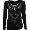 Load image into Gallery viewer, Langærmet T-shirt Spiral Raven Skull