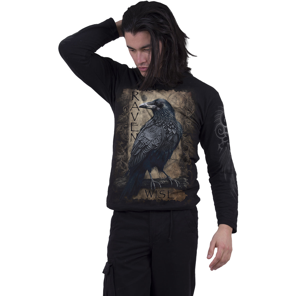 Langærmet T-shirt Spiral Raven Wise