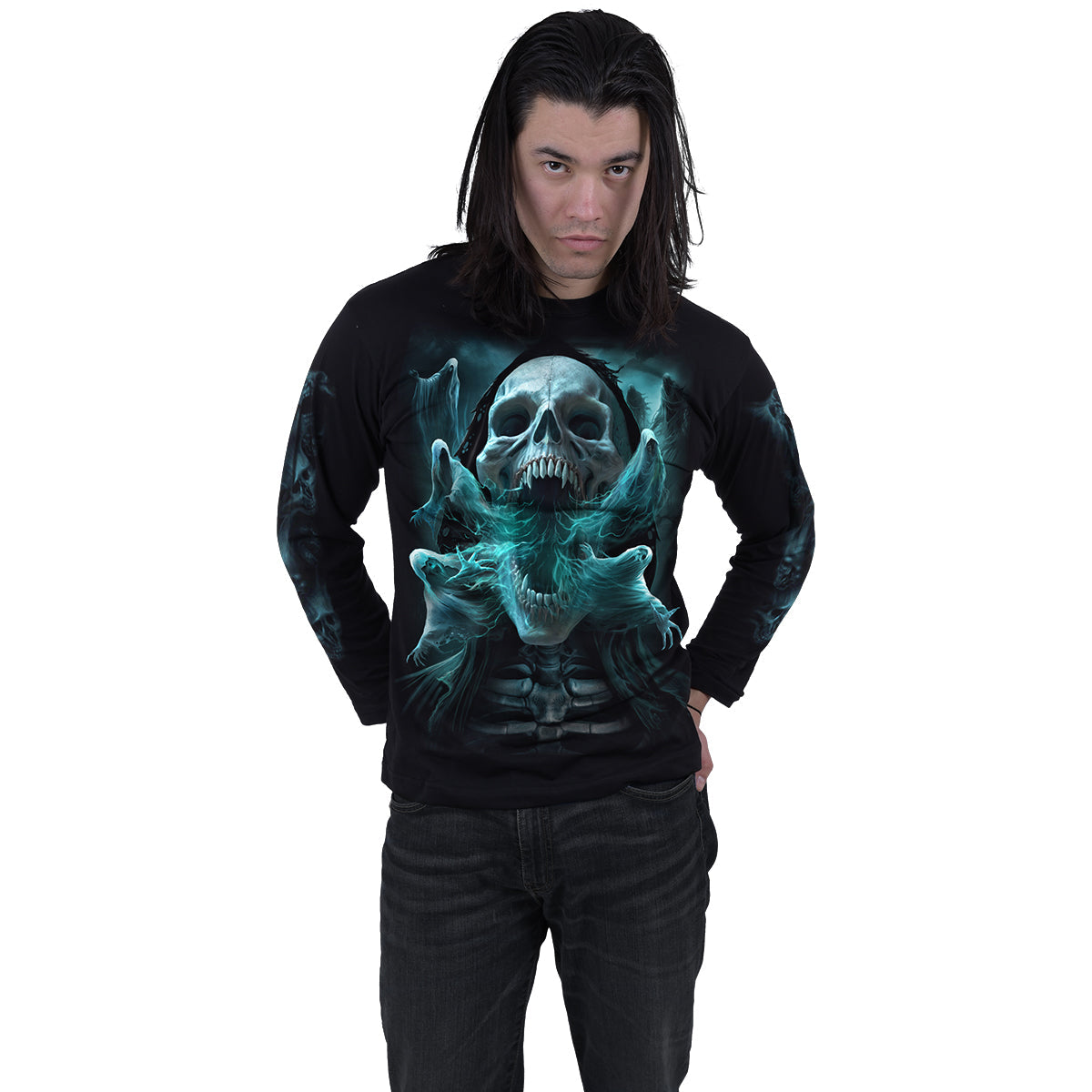 Langærmet T-shirt Spiral Ghost Skull