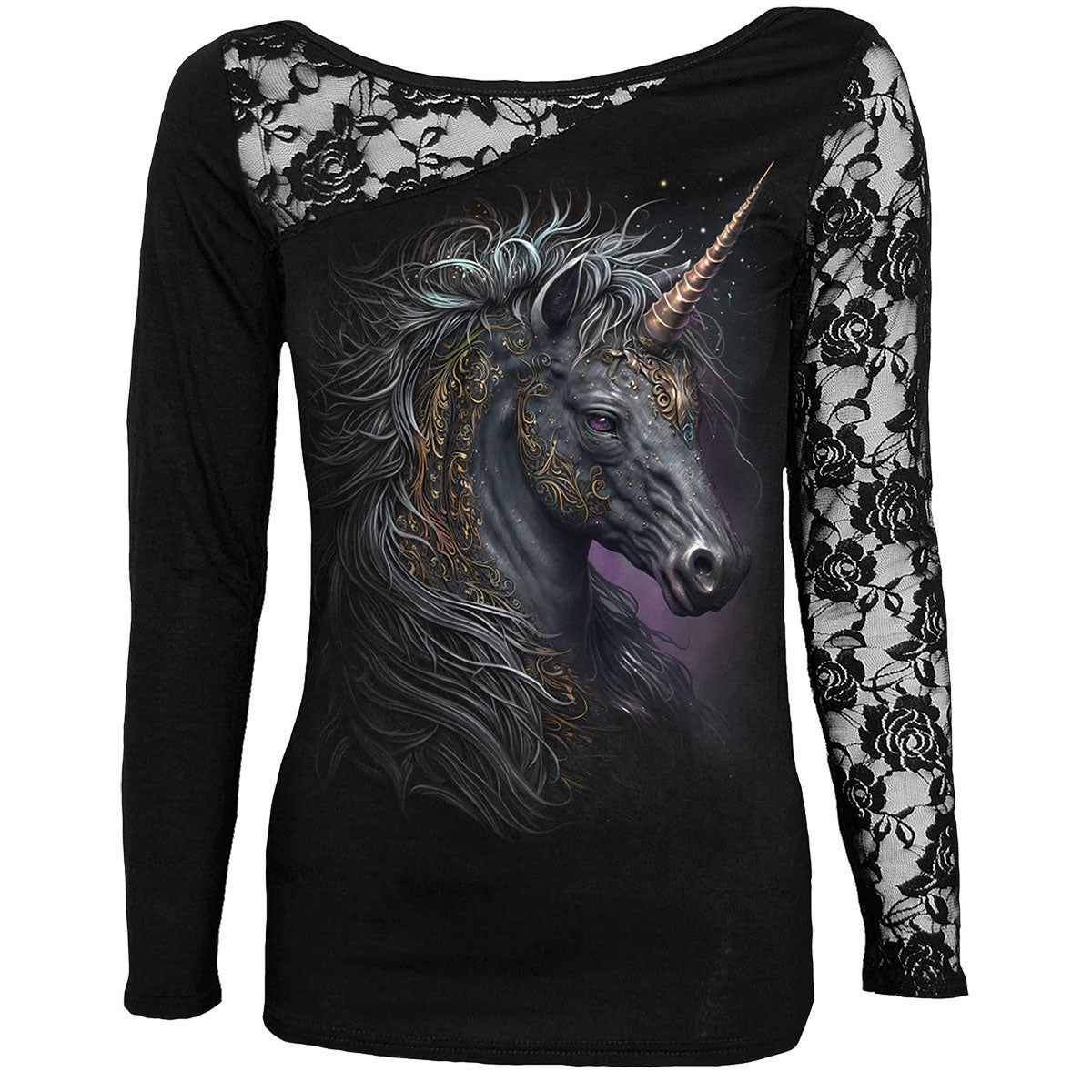 Langærmet T-shirt Spiral Celtic Unicorn