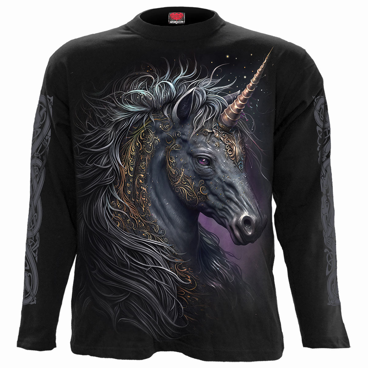 Langærmet T-shirt Spiral Celtic Unicorn