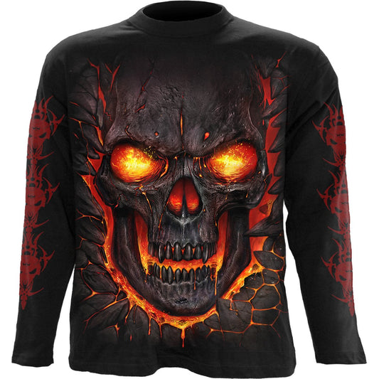 Langærmet T-shirt Spiral Skull Lava