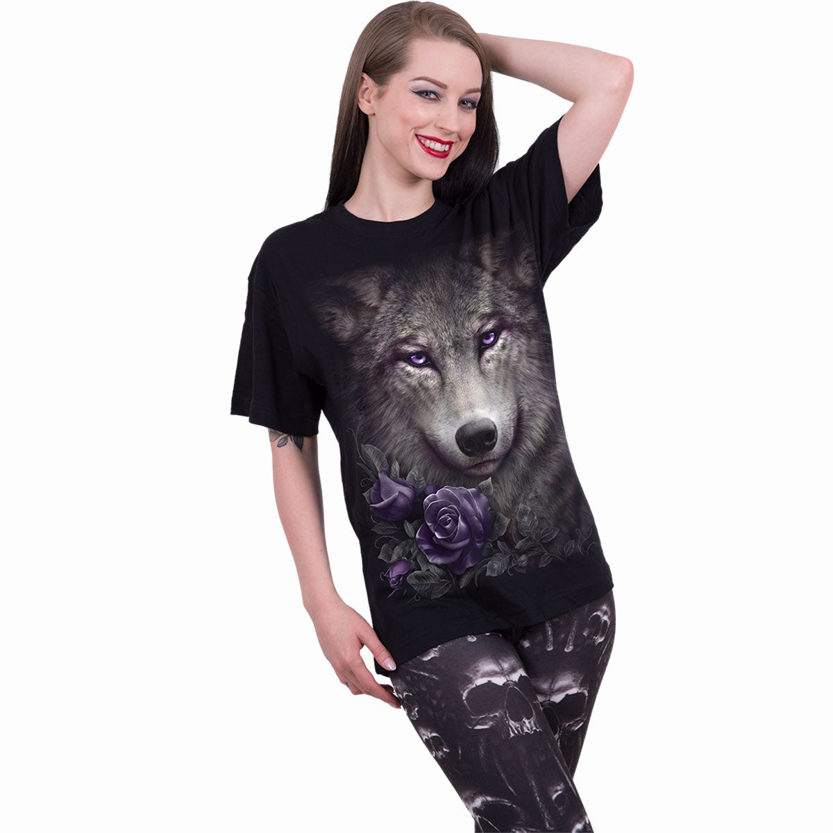 T-shirt Spiral Wolf Roses