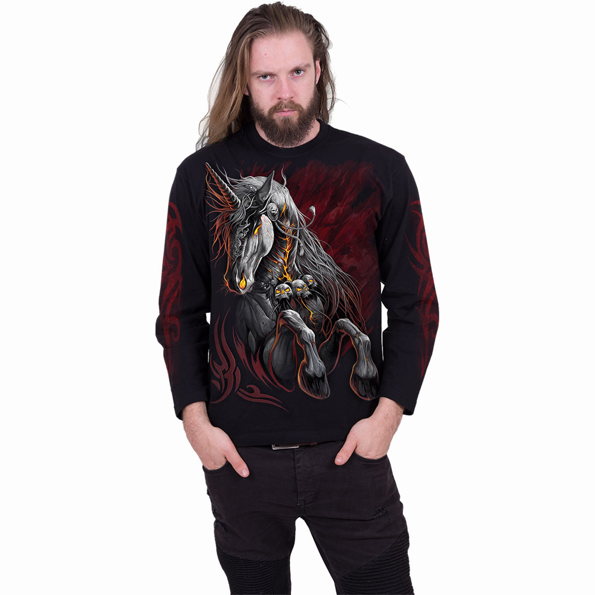 Langærmet T-shirt Spiral Infernal Unicorn