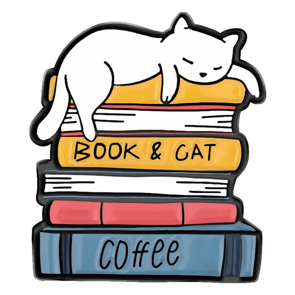 Pin Books, Cats, Coffee - Fatima.Dk