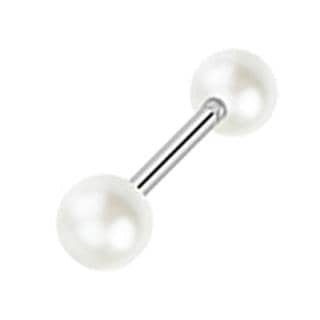 Barbell Stav til Tunge / Bryst / Industrial Piercing Pearl - 316L Kirurgisk Stål - Fatima.Dk