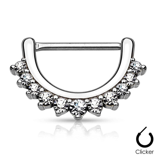 Brystpiercing Clicker m. Sten - 316L Kirurgisk Stål - Fatima.Dk