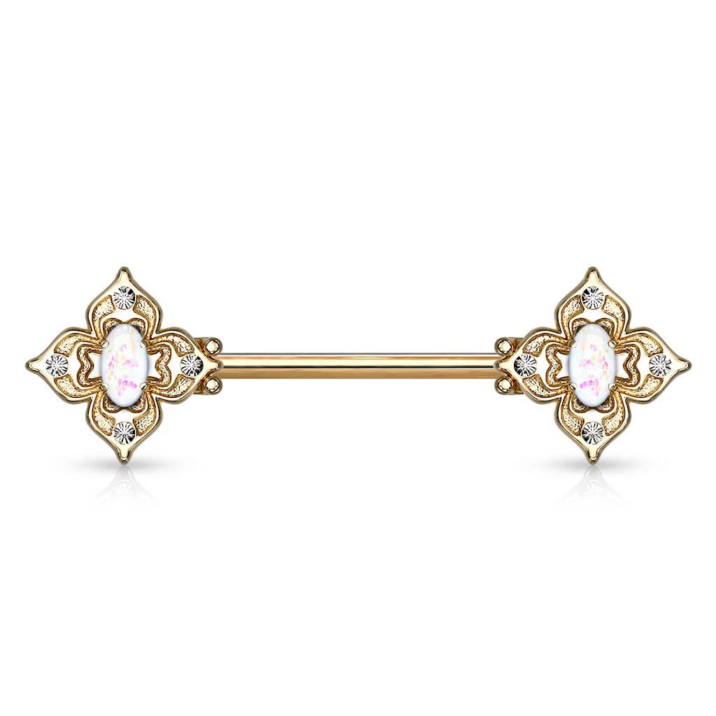 Brystpiercing Forgyldt Clover - 316L Kirurgisk Stål - Fatima.Dk