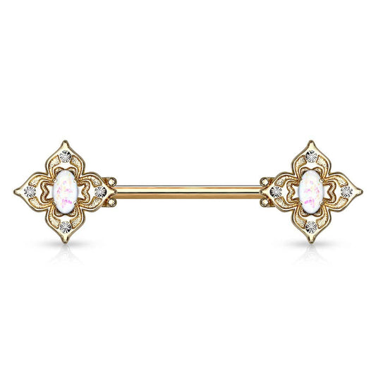 Brystpiercing Forgyldt Clover - 316L Kirurgisk Stål - Fatima.Dk