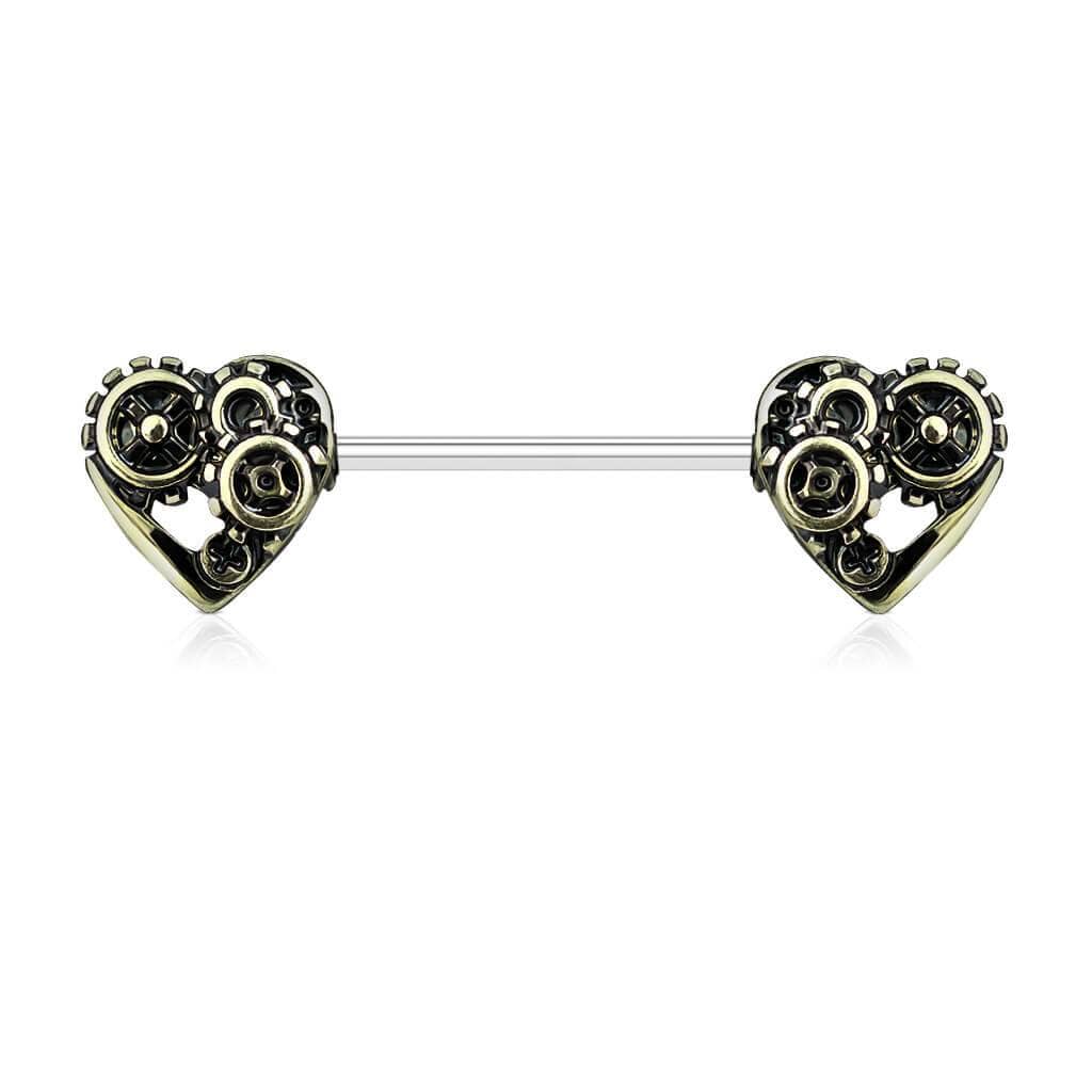 Brystpiercing / Industrial Antik Heart - 316L Kirurgisk Stål - Fatima.Dk