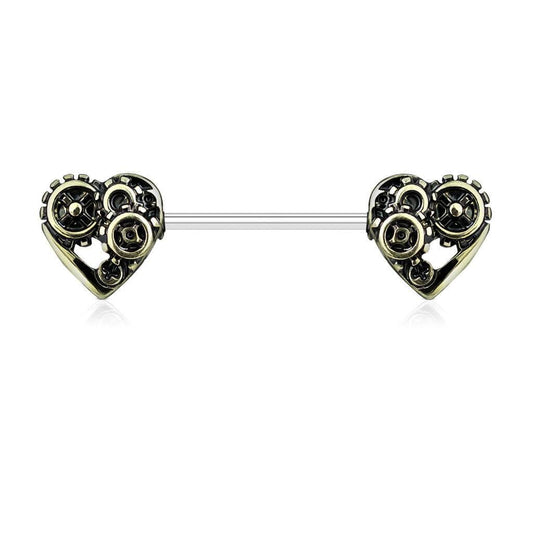 Brystpiercing / Industrial Antik Heart - 316L Kirurgisk Stål - Fatima.Dk