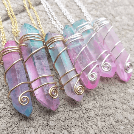 Halskæde Pastel Crystal - Fatima.Dk