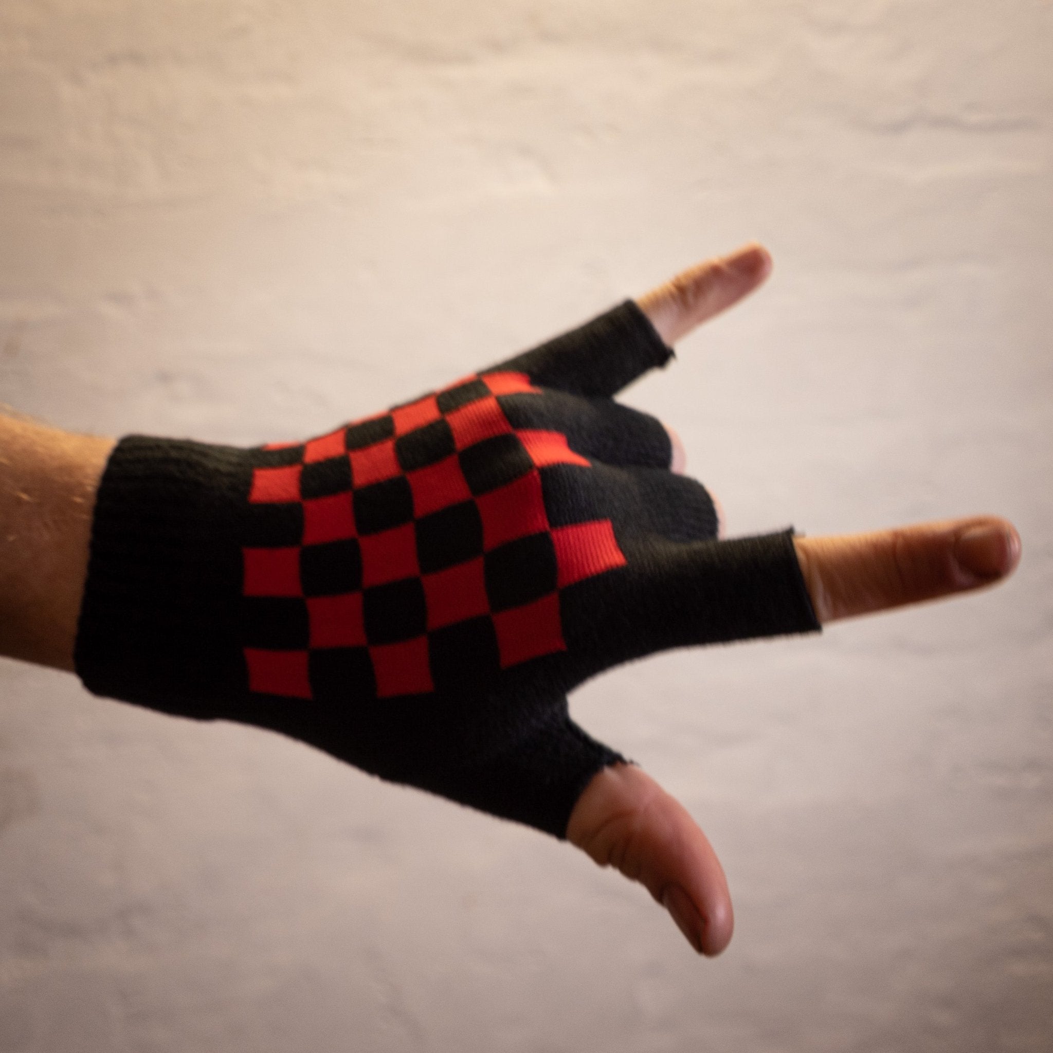 Handschuhe Kariert Rot