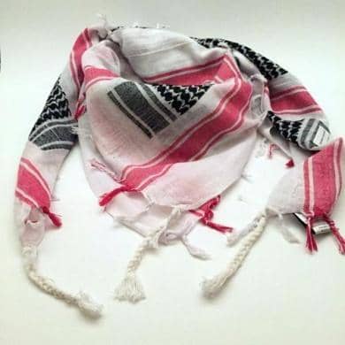 Partisaner Tørklæde Hvid/Rød og sort - Fatima.Dk