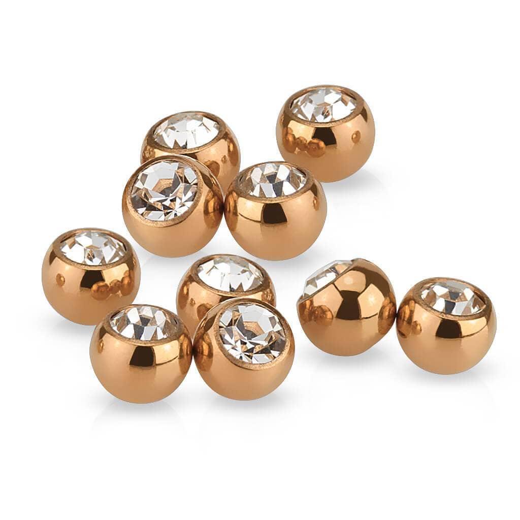 Piercingkugle med Sten - Rose Gold - 316L Kirurgisk Stål - Fatima.Dk