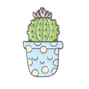 Pin Cactus Blue Polka - Fatima.Dk