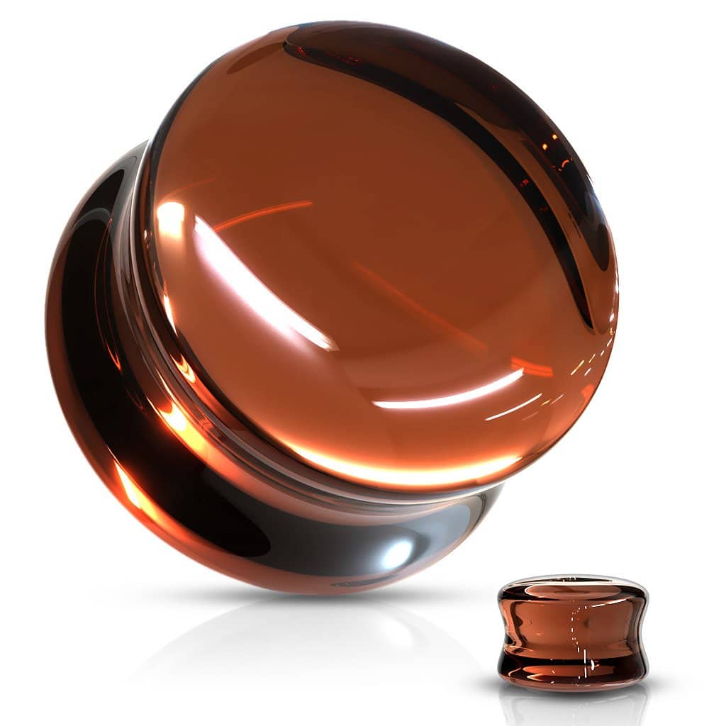 Plugs Stretch Glass Cognac - Fatima.Dk