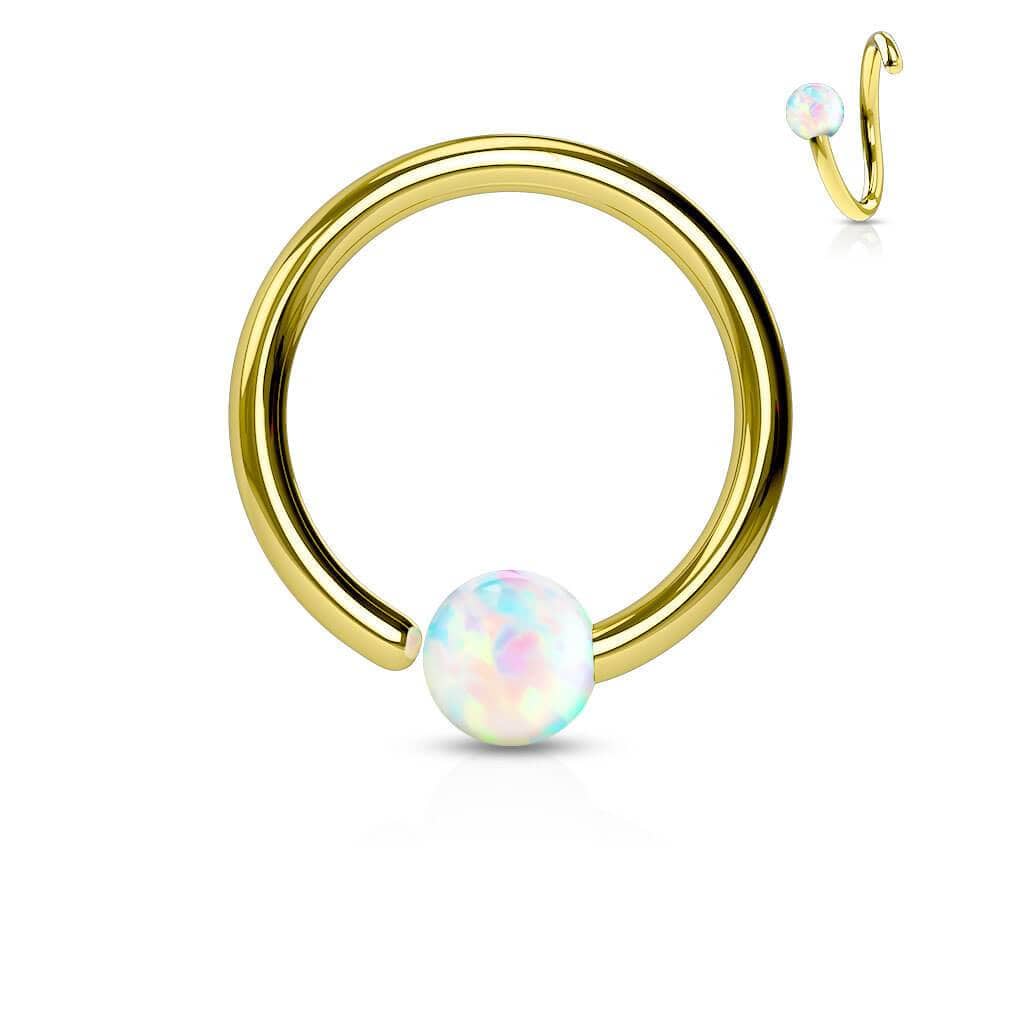 Twist Ring med Opal Gold - 316L Kirurgisk Stål - Fatima.Dk