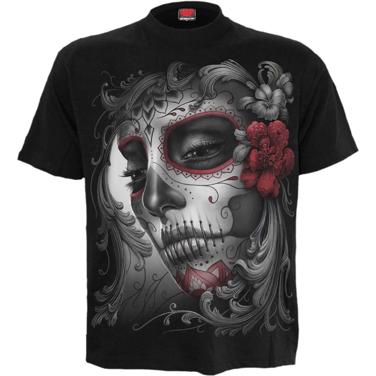 T-shirt Spiral Skull Roses