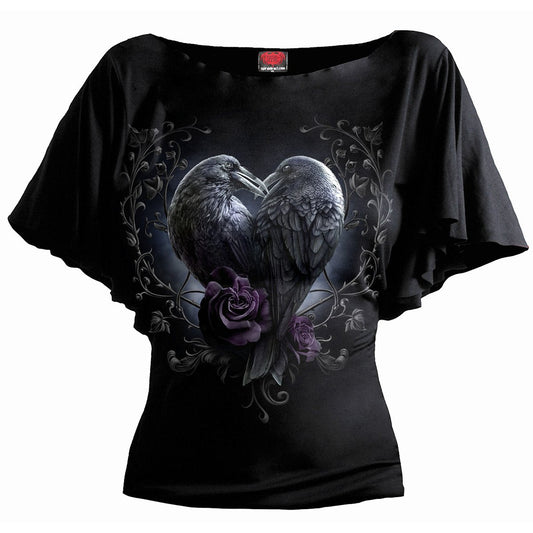 Tops - Short Sleeve Spiral Raven Heart