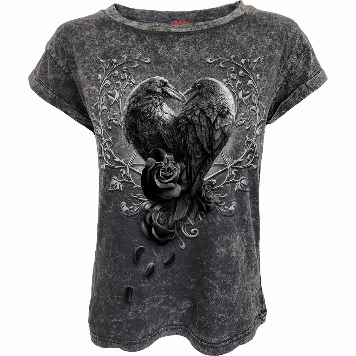 Tops - Short Sleeve Spiral Raven Heart
