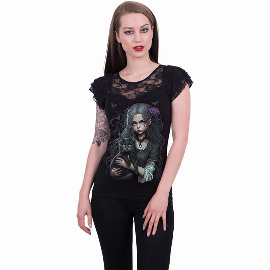 Tops - Short Sleeve Spiral Goth Familiar