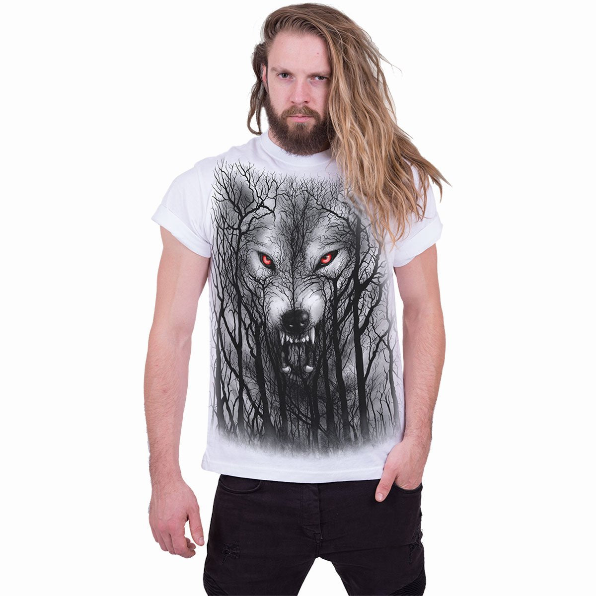 T-shirt Spiral Forest Wolf