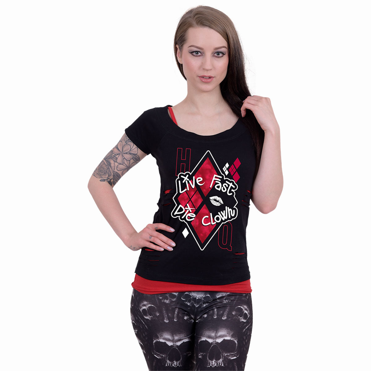 Tops - Short Sleeve Spiral Harley Quinn