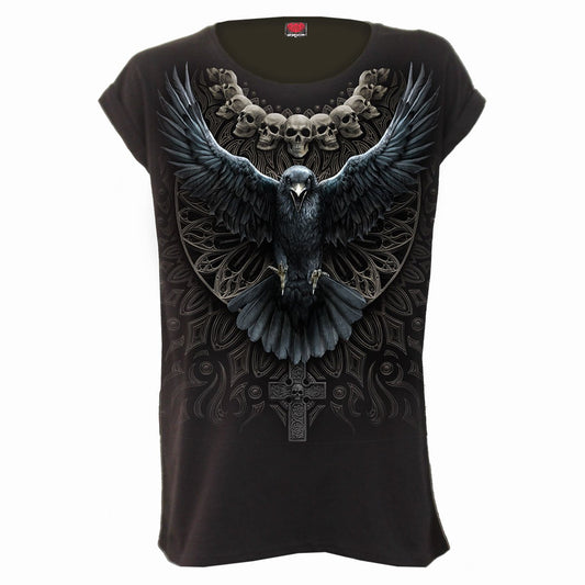 Tops - Short Sleeve Spiral Raven Skull