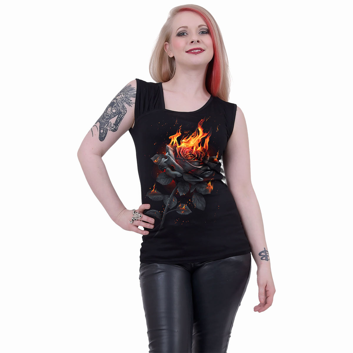 Tanktop Spiral Flaming Rose