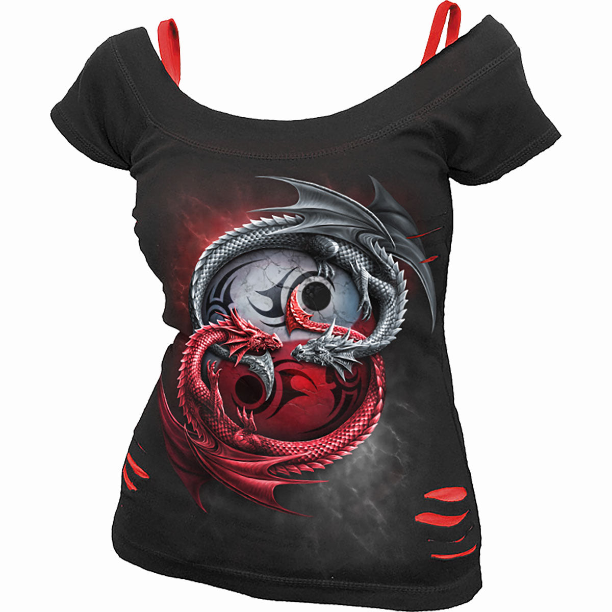 Tops - Short Sleeve Spiral Infinity Dragons