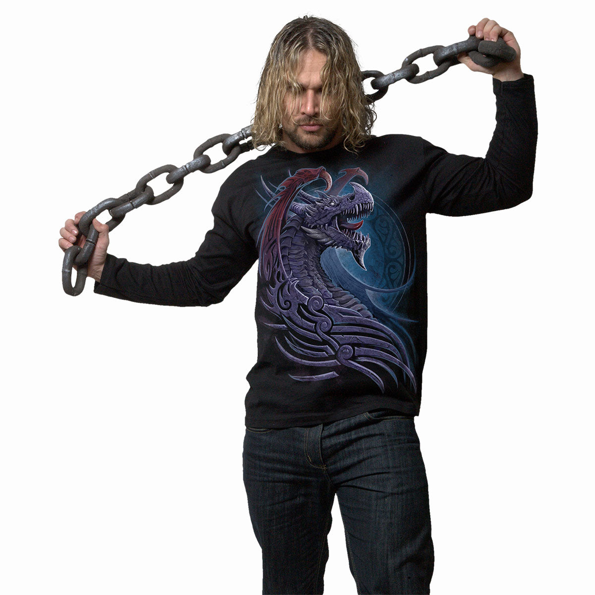 Langærmet T-shirt Spiral Dragon Borne