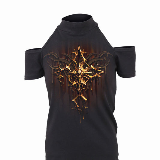 Tops - Short Sleeve Spiral Dripping Gold