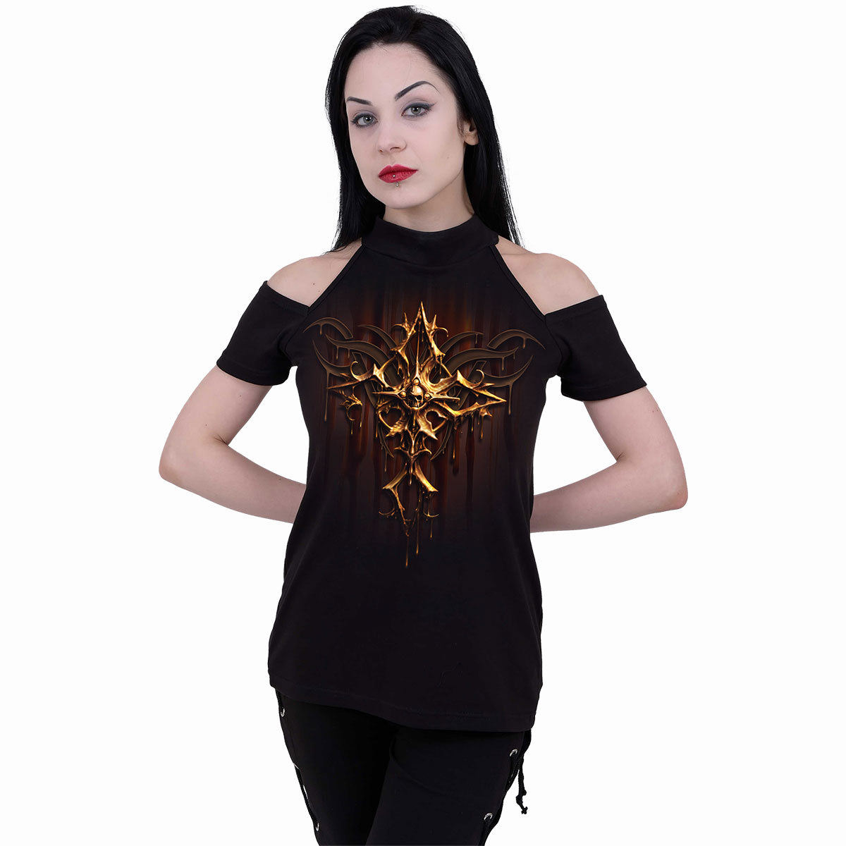 Tops - Short Sleeve Spiral Dripping Gold