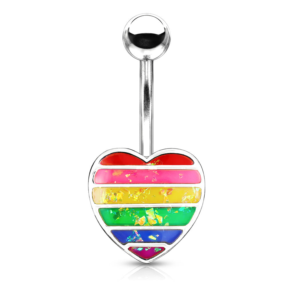 Navlepiercing Pride Heart - 316L Kirurgisk Stål