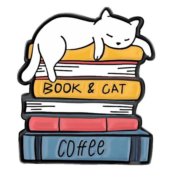 Pin Books, Cats, Coffee