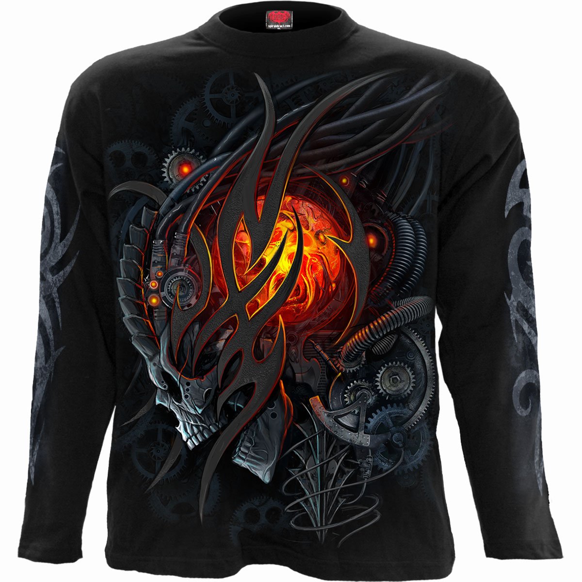 Langærmet T-shirt Spiral Steampunk Skull