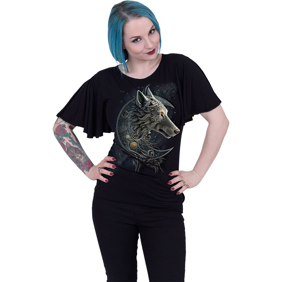 Tops - Short Sleeve Spiral Celtic Wolf