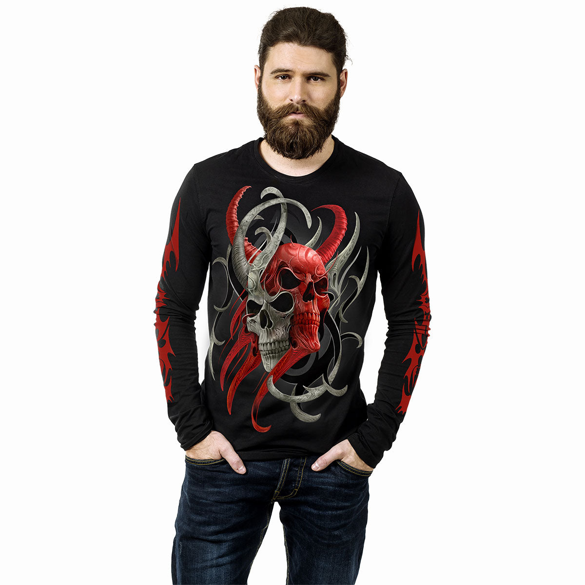Langærmet T-shirt Spiral Skull Synthesis