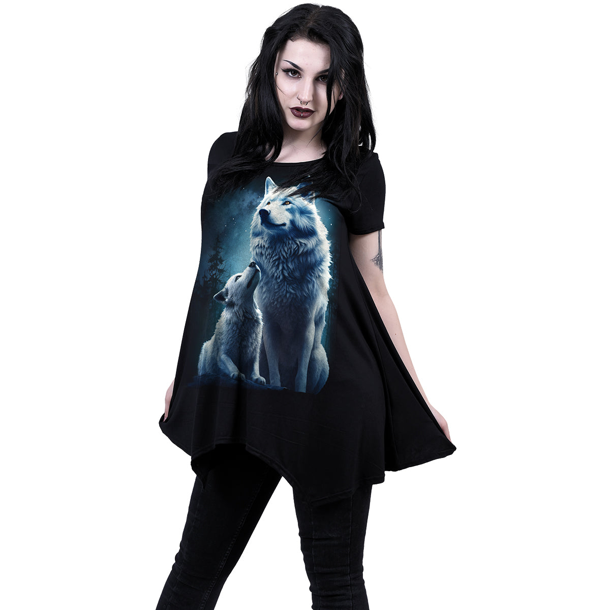 Tops - Short Sleeve Spiral Wolf Guardian