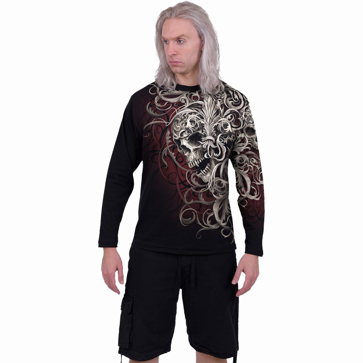 Langærmet T-shirt Spiral Skull Shoulder Wrap