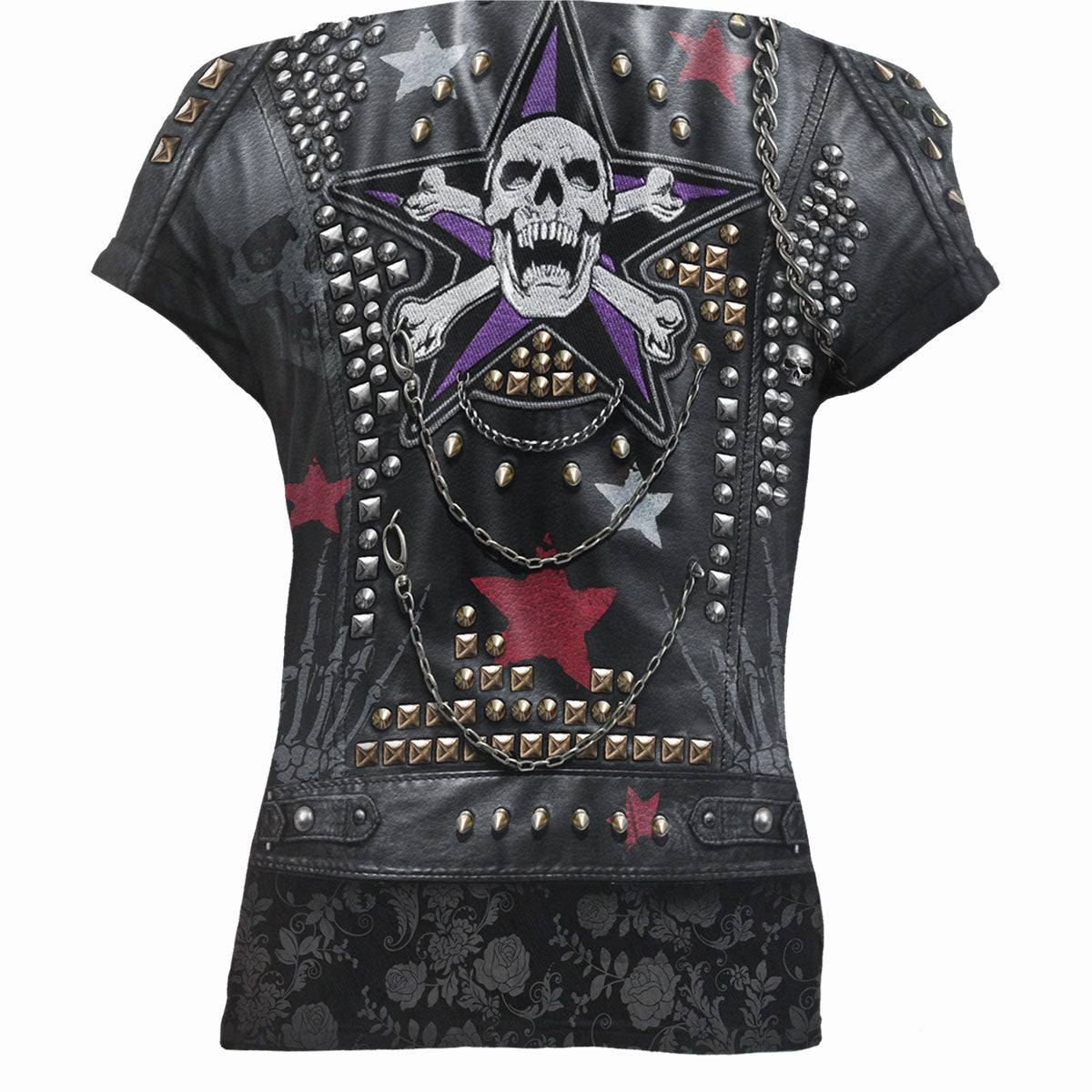 Tops - Short Sleeve Spiral Goth Metal