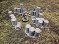 Indlæs billede i Gallery viewer, Tønder terrænsæt til sci-fi wargaming – 28/32 mm
