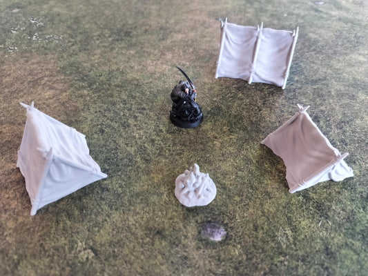 Waldlägertrupp-Geländeset (kompatibel mit 28/32 mm) 3D-gedrucktes Scatter für MESBG, Herr der Ringe und Fantasy-Tabletop-Spiele